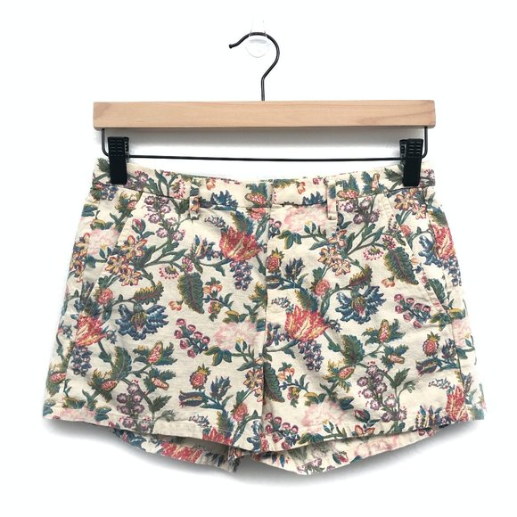 Madewell Pants - Madewell Cream Botanical Floral Shorts - Size 0
